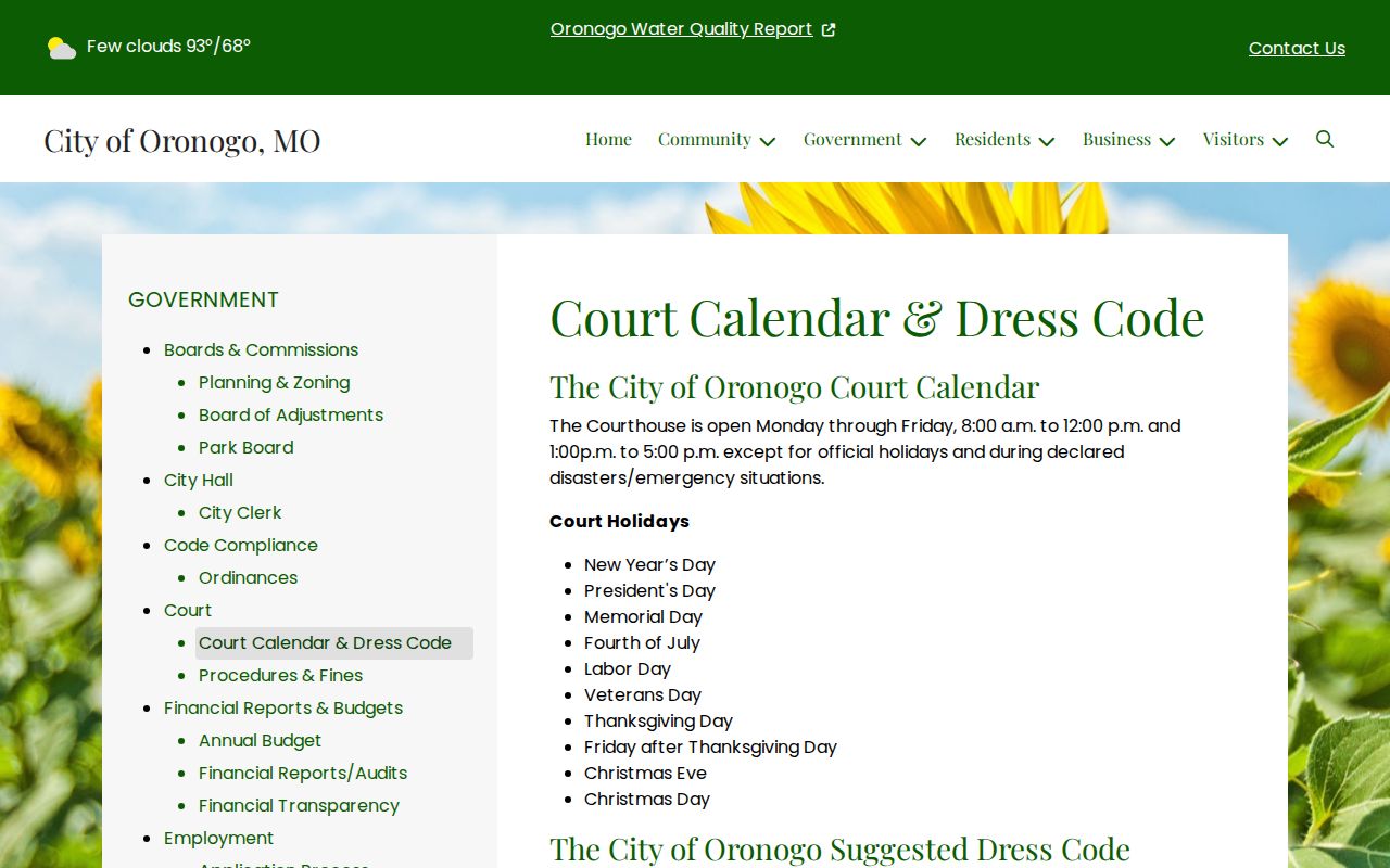 Jasper County court calendar Oronogo municipal court schedule change