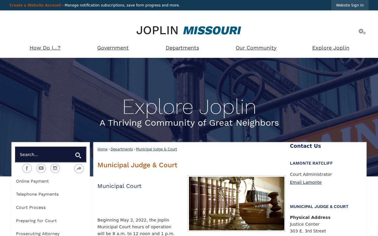 Jasper County court records information for Joplin Municipal Court