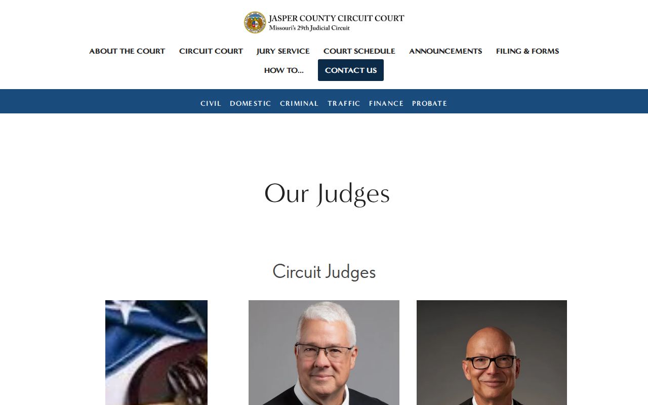 Jasper County court docket official judicial division roster page