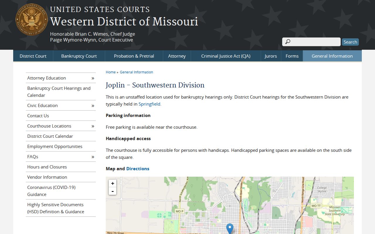 Jasper County court docket federal Joplin location distinction